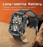 Z85 Max Smart Watch with a black strap, highlighting its long-lasting battery and rugged design for outdoor activities.